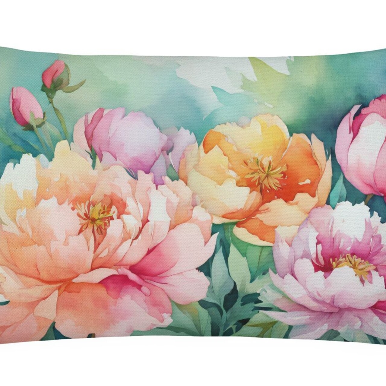 Edge Collections - 12" x 16" - Multicolor - Indiana Peonies Decorative Throw Pillow - 1 Piece